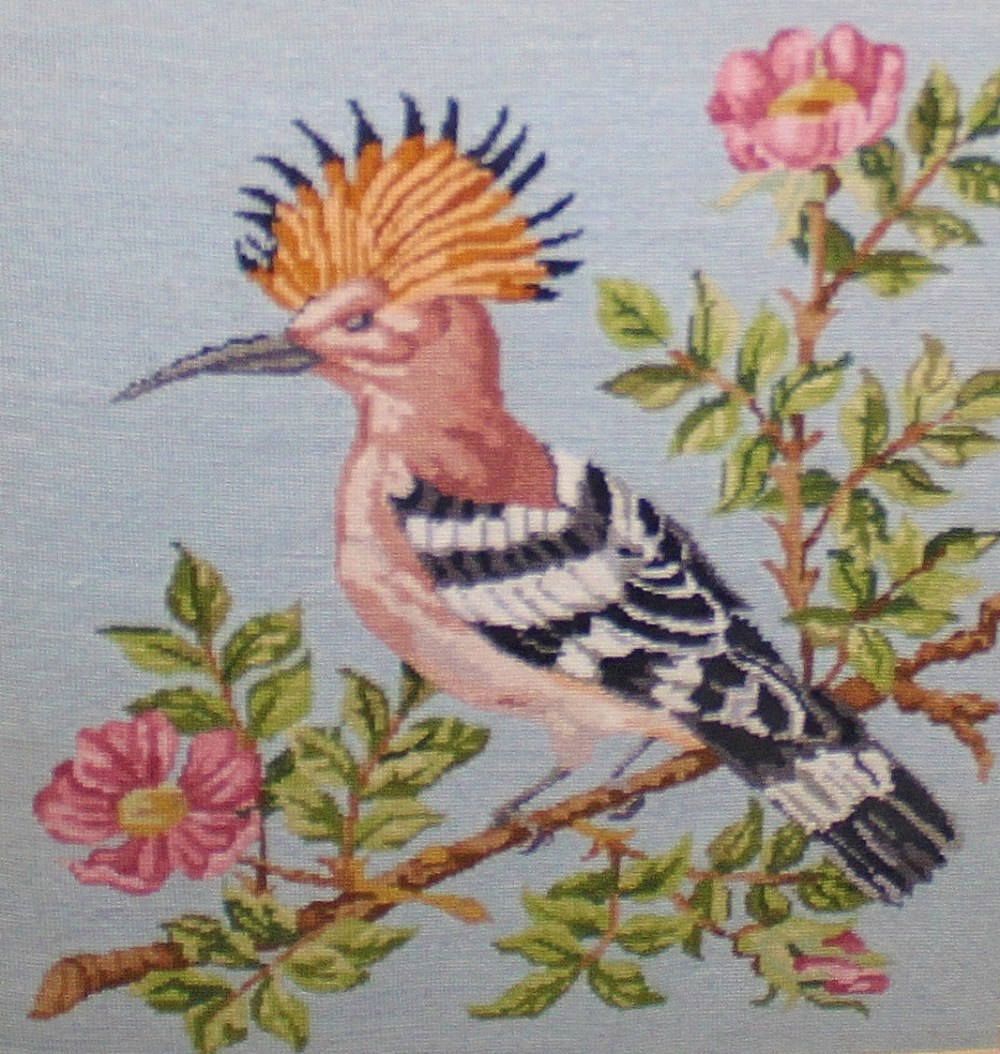 HOOPOE TAPESTRY. Tapestry picture of a hoopoe. , 30 x 35cm