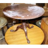 TILT TOP TABLE. Circular Georgian tilt top table on tripod base, D ~ 84cm