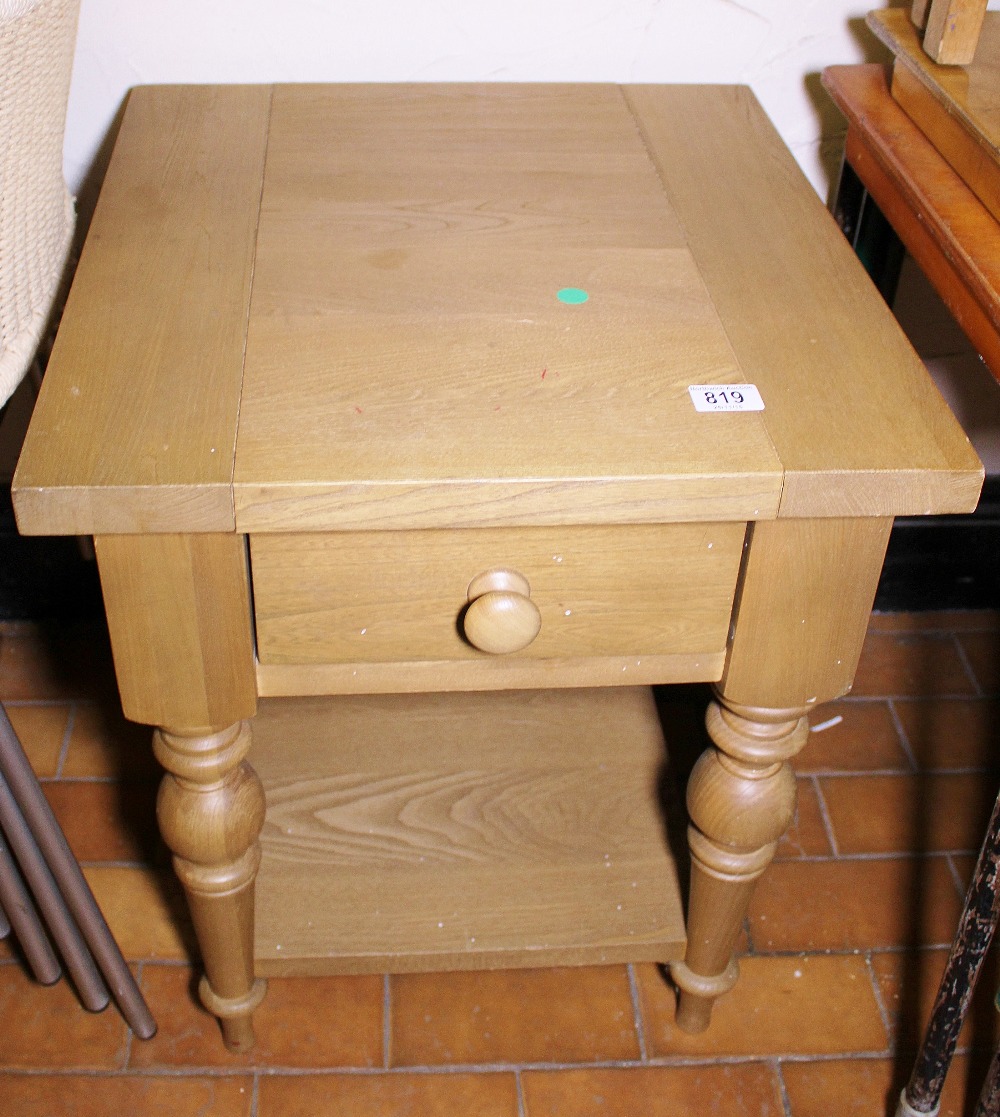 LAMP TABLE. Modern oak lamp table with drawer, 50 x 50cm H ~ 60cm