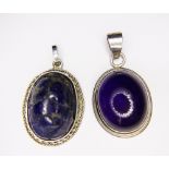 SILVER PENDANTS. Two 925 silver heavy stone set pendants