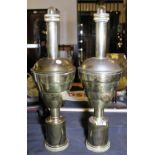 RIVER BUOY LAMPS. Pair of oil converted to electric brass river buoy lamps, H ~ 55cm