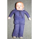 BISQUE HEAD DOLL. Bisque headed doll in sailor outfit, H - 40cm