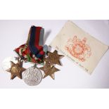 WW2 MEDALS. WWII medals, unattributed Africa Star, Italy Star, 1939 Star, Defence medal and