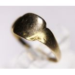 GOLD SIGNET RING. 9ct yellow gold signet ring and a 9ct gold ring shank