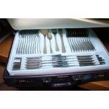 MOBEC STAINLESS STEEL CUTLERY. Briefcase of Mobec stainless steel cutlery with twelve place