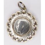SILVER THREEPENCE. Silver 1917 threepence in a pendant mount