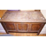 OAK COFFER. 18th century oak coffer with lock, 117 x 56 x 68cm