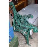 Pair of painted cast iron bench ends