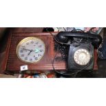 Vintage BT telephone and wall clock