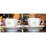 Pair of Austrian made Ireland souvenir shell tea cups and saucers