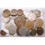 Box of mixed UK and foreign coinage