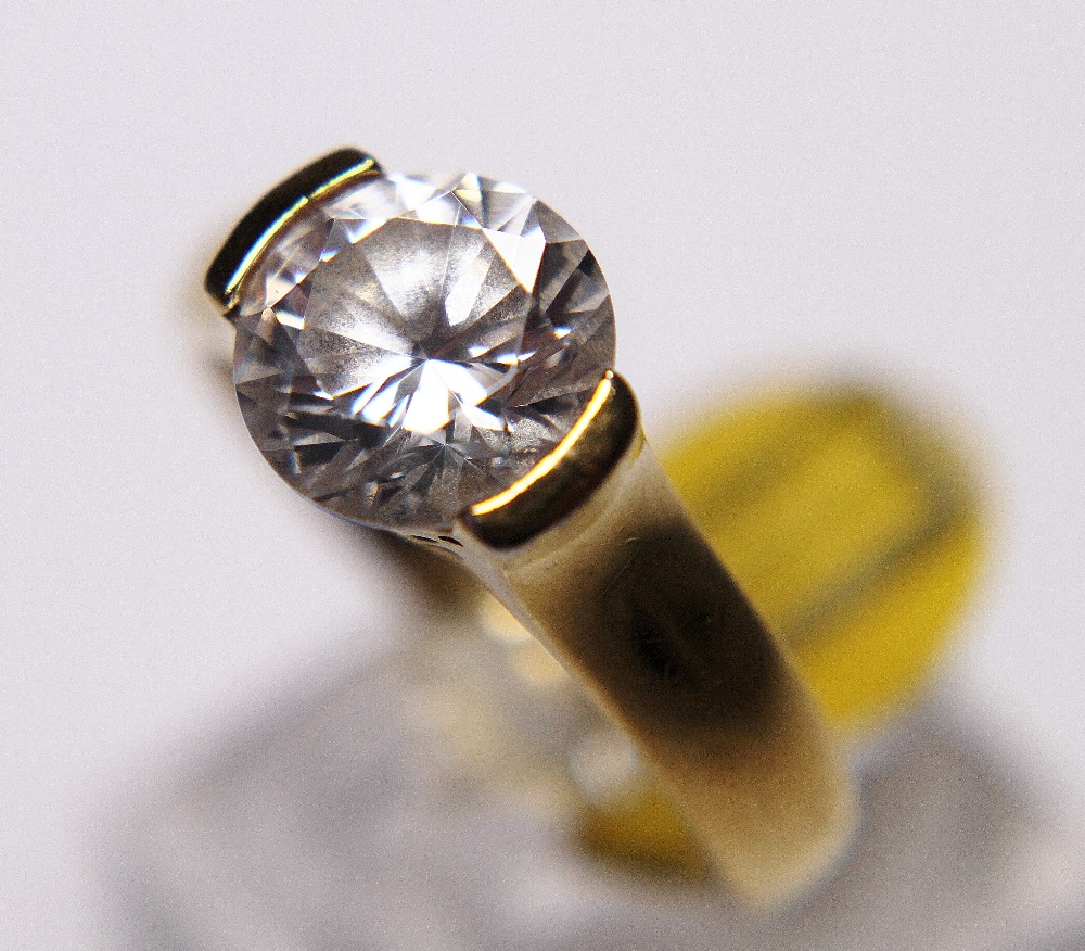 Sterling silver gold plated large solitaire ring