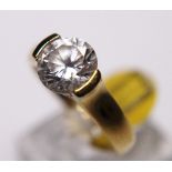 Sterling silver gold plated large solitaire ring