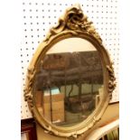 Oval painted plaster framed wall mirror, 45 x 30cm
