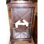 Astragal glazed mahogany cupboard (crack to central pane)