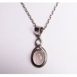 Silver moonstone pendant and silver chain
