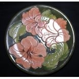 Moorcroft large coral Hibiscus charger