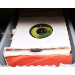 Box of 45rpm records including The Beatles