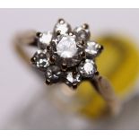 9ct yellow gold CZ cluster ring, size P