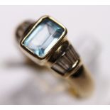 9ct gold blue topaz ring, size O