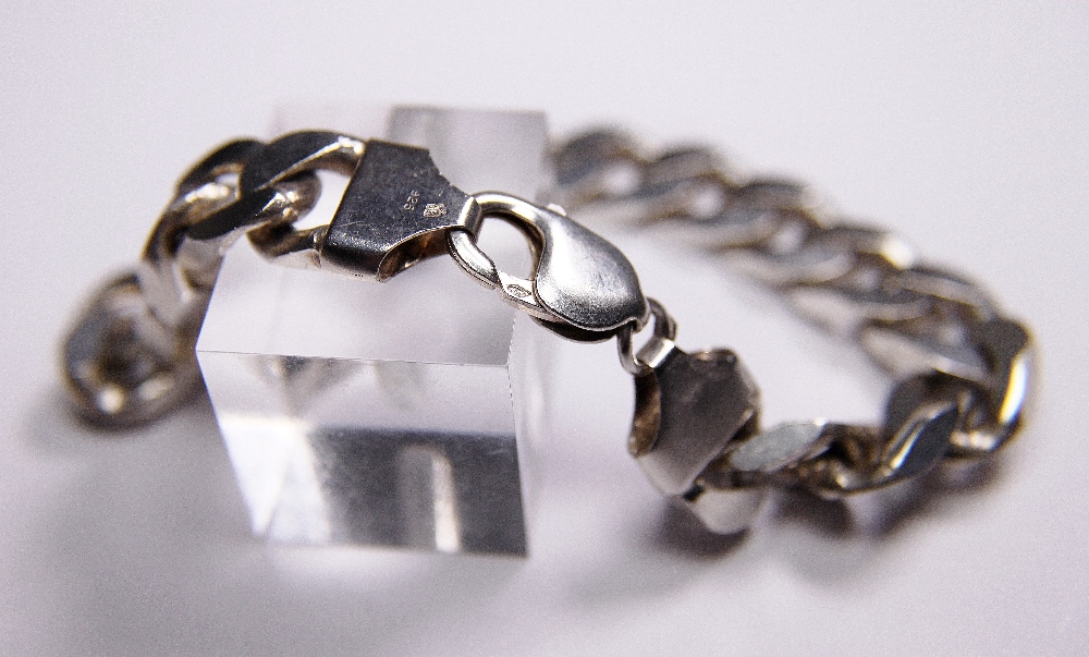 Heavy sterling silver gents curb bracelet