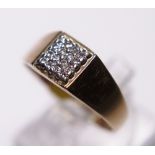 9ct yellow gold sixteen stone diamond ring, size S