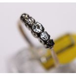 9ct yellow gold and platinum five stone diamond ring, size O