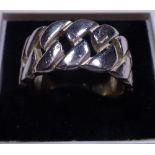 Sterling silver solid curb chain effect ring, size R