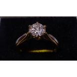 18ct yellow and white gold diamond cluster ring, size H