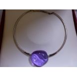 925 silver Baccarat choker necklace with large blue stone