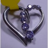 Sterling silver stone set heart pendant