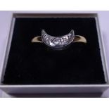 Sterling silver gold plated cresent moon ring, size N