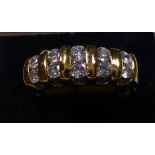 18ct yellow and white gold two row diamond half eternity ring, approximately 0.50ct, size M, RRP £