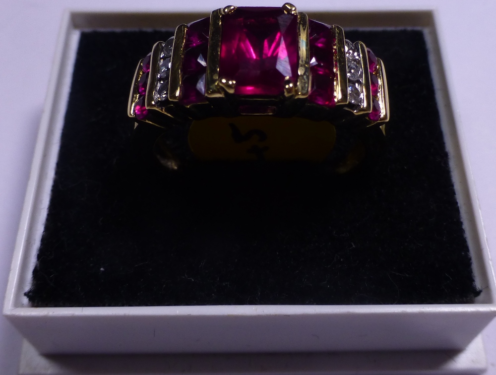 18ct gold ruby and diamond ring, ruby approximately 1.00ct, size N, RRP £1500