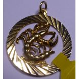 9ct gold circular Scorpio pendant