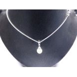 Sterling silver simulated pearl pendant on sterling silver curb necklace