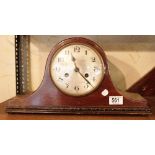 CHIMING MANTEL CLOCK. Chiming oak cased mantel clock,  22 x 42cm