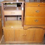 BEDSIDE CABINET. Teak bedside cabinet and cupboard