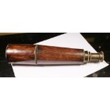 EXTENDING TELESCOPE. Extending brass leather bound telescope, Broadhurst & Clarkson