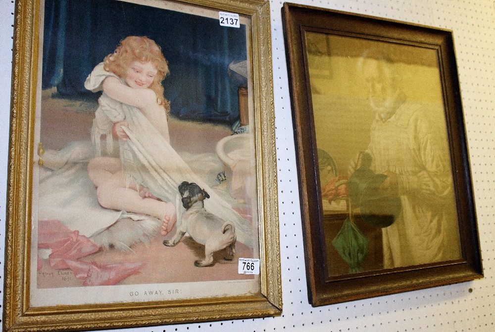 TWO PRINTS. Gilt framed and glazed vintage print plus further print