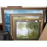 THREE PRINTS. Three framed and glazed prints, two country scenes and Stag at Dawn