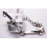 SILVER BAR LINK BRACELT. Sterling silver solid bar link bracelet with T bar
