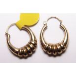 9CT GOLD HOOP EARRINGS. 9ct gold fancy hoop earrings