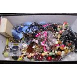 UNSORTED COSTUME JEWELLERY. Box of unsorted costume jewellery