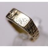 9CT GOLD DIAMOND SIGNET RING. 9ct gold diamond set signet ring, size M/N
