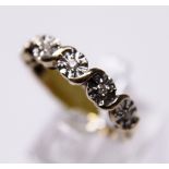 9CT GOLD HALF ETERNITY. 9ct gold five stone diamond half eternity ring, size Q