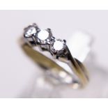 18CT GOLD DIAMOND RING. 18ct gold three stone diamond ring, size J, RRP ~ £1200