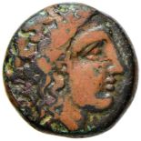 Greek coins - CIRENAICA Cirene AE - Testa di Apollo a d. - R/ Pianta di silfio – Sear 6336 AE (g