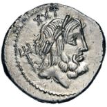Roman coins Republic - Lucretia - L. Lucretius Trio - Denario (76 a.C.) Denario – Testa di Nettuno a