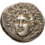 Greek coins - CARIA Rodi - Dracma (circa 230-205 a.C.) - Testa di Helios di fronte - R/ Rosa – S.